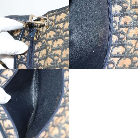 DIOR Trotter Canvas Shoulder Bag Navy Gold - Picture 12 of 12